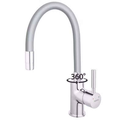 Robinet mitigeur de cuisine bec Flexible ZUMBA Gris – SANIVERRE