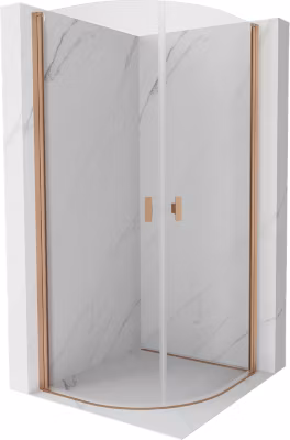 Mexen Mist cabine de douche demi-circulaire à porte pivotante 70 x 70 cm, transparent, cuivre brossé – 8A31-070-070-65-00
