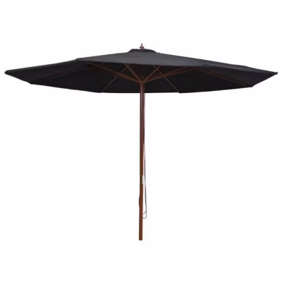 Parasol – VIDAXL – 47138 – Noir – 350 x 240 cm – Mât en Bois – Pliable