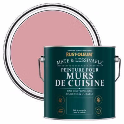 Peinture Rose Résistante aux projections et lessivable pour Murs de Cuisine, Mate – RUST-OLEUM – Rose Antique 2,5 L