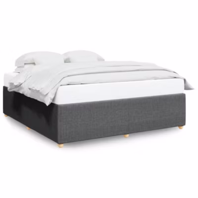 Lit double, Lit adulte, Cadre de lit sans matelas gris foncé 200×200 cm tissu