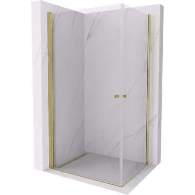 Mexen Pretoria Duo cabine de douche pivotante 80 x 70 cm, transparent, dorée – 852-080-070-50-00-02