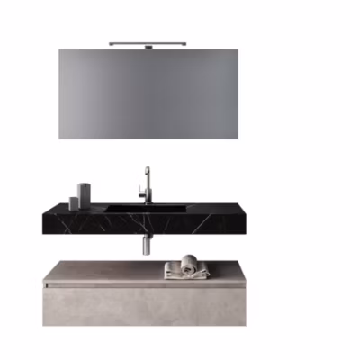 Ensemble de salle de bain 5 pièces ASTRA noir graphite/havane pierre