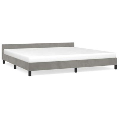 Lit double, Lit adulte, Cadre de lit sans matelas gris clair 200×200 cm velours