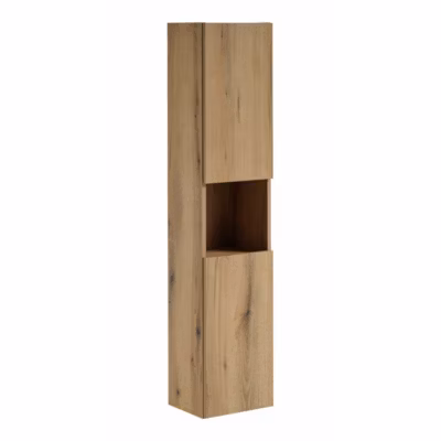 Colonne salle de bain VANO  2 portes et 1 niche  Chene  L30 x P25 x H140 cm  Meuble suspendu