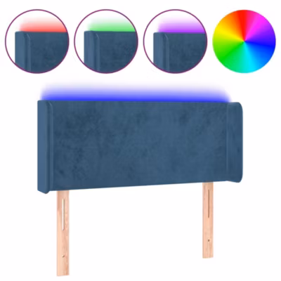 Tête de lit à LED Bleu foncé 103x16x78/88 cm Velours vidaXL