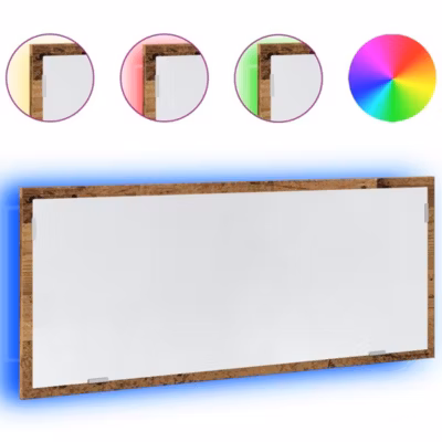 Miroir de salle de bain à LED, Miroir Mural vieux bois bois d&rsquo;ingénierie