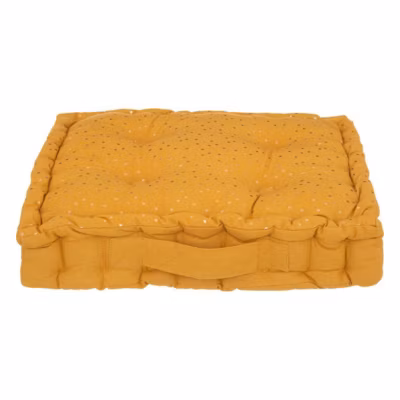 Coussin de sol enfant Berlingot – coton – jaune ocre – 40×40 cm – Atmosphera