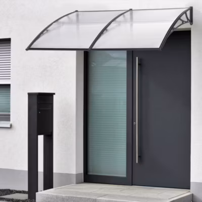 Auvent de Porte d&rsquo;Entrée Mellerud 300 x 100 cm Noir Transparent en.casa