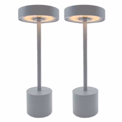 2 Lampe de table sans fil ROBY Gris clair H30cm
