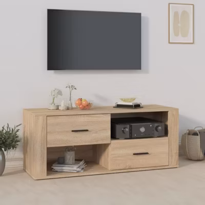823102 vidaXL Meuble TV Chêne sonoma 100x35x40 cm Bois d&rsquo;ingénierie