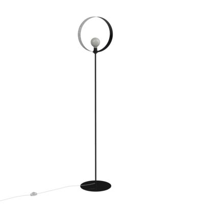 LUMICOM – NUCLEO MONO Lampadaire, 1X E27, max 42W, métal, noir/feuille d&rsquo;argent, D.40cm H.170cm