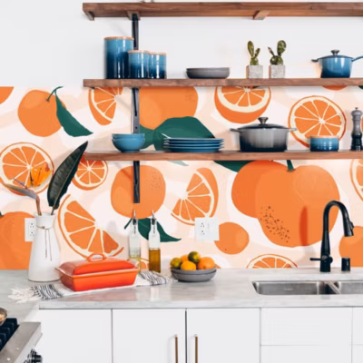 Crédence Adhésive Orange 100 x 40 cm
