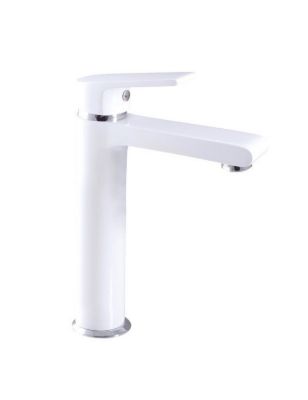 Mitigeur lavabo haut COLORADO en laiton blanc chromé H. 26 cm