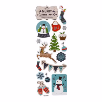 Stickers relief imprimé 25,4 x 10 cm – feeric lights & christmas