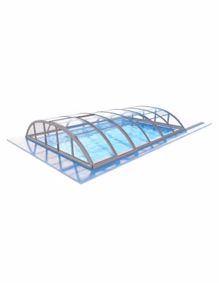 Abri de piscine Horizon pour les modèles 6,20×3 m – BAS87, BAS787 – polycarbonate massif 3 mm – Couleur Ral7037 Gris  – ECO228