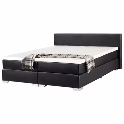 Lit Boxspring Cuir PU PRESIDENT 180 x 200 cm Noir