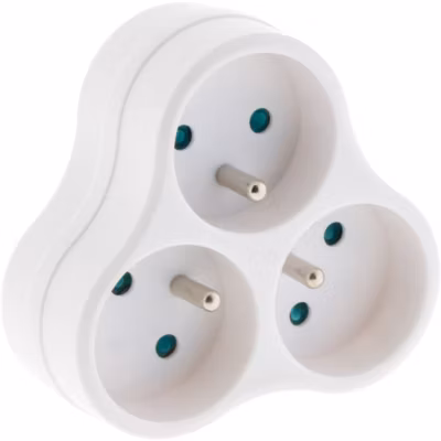 Multiprise biplite 16A façade – Blanc – Lébénoïd