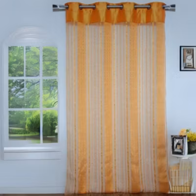 Voilage Safran à Fines Rayures (140×240 cm – Jaune safran)