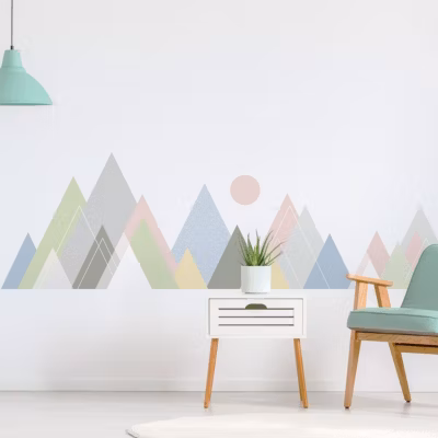 Stickers muraux – Décoration chambre salon – Autocollant Sticker mural géant montagnes scandinaves JURA – 100x150cm