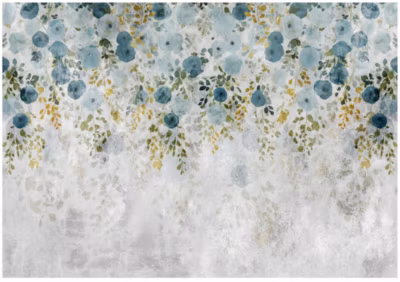 Papier Peint Feuilles Vertes Béton Intissé Panoramique 400×280 cm – Colle Inclus – Chambre et Salon – Moderne Papier Peint