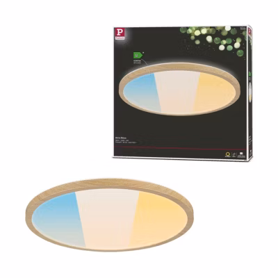 Panneau LED Atria Shine White Select IP44 rond 398 mm 20,8W 2800lm 3000 – 6500K Esthétique bois