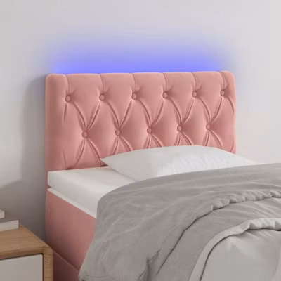 vidaXL Tête de Lit à LED Meuble de Chambre à Coucher Accessoire de Lit Simple Tête de Cadre de Lit Intérieur Rose 80x7x78/88 31219