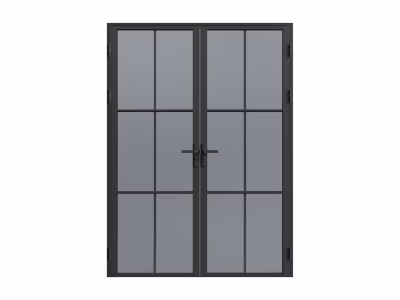 Bloc porte réversible à deux battants en aluminium et verre trempé fumé – 2 x H204 x L73 cm – Noir – SEROTO