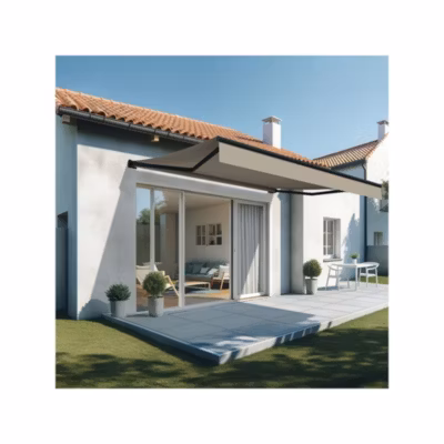Store banne loggia LIEBE 2,45 x 1,50m (Motorisé et Interrupteur – Beige – Gris anthracite)