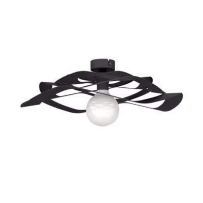 LUMICOM – KAMI Plafonnier, 1X E27, max 42W, métal, noir mat, D.60cm