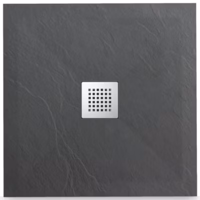 BALNEO Receveur de douche antidérapant carré en composite gris foncé bas 80×80 cm