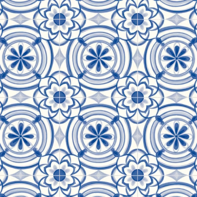 Sol Vinyle Textile carreaux Andalousie bleu – Rouleau de 3m x 5m
