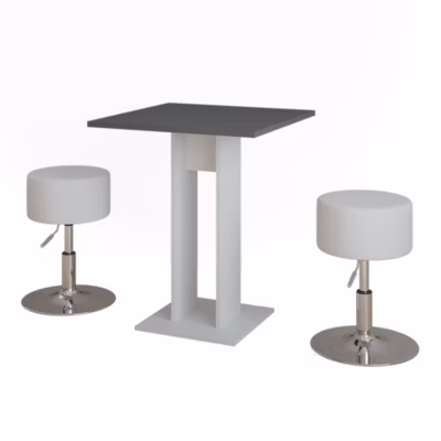 Vicco Ensemble de table à manger blanc/anthracite 65x65cm avec 2 tabourets