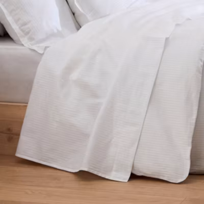 Drap plat esprit grand hôtel (180×290 cm – Blanc)