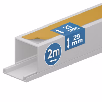 Goulotte électrique PVC autoadhésive 25×25 mm 2 m blanche EDO