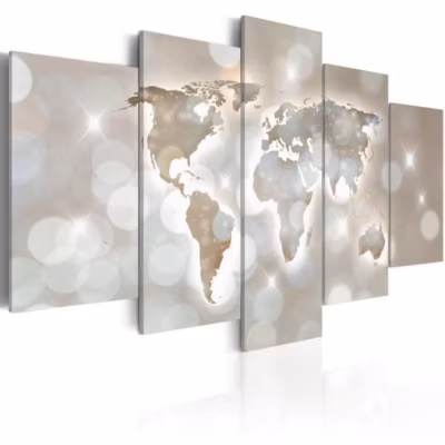 Tableau Cartes du monde Lux Mundi 100×50 cm
