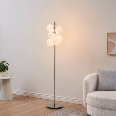 Lampadaire chromé tendance 7 sphères en verre 160 cm – Nicolea