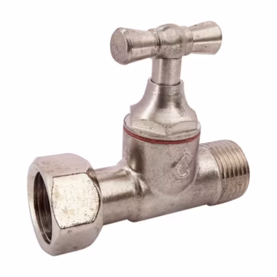 Somatherm For You – Robinet de WC droit nickelé brut M12/17 – Ecrou Prisonnier 12/17