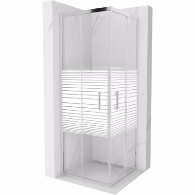 Mexen Rio cabine de douche carrée 70 x 70 cm, bandes blanches, chrome – 860-070-070-01-20