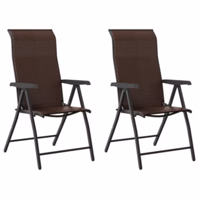 Chaises pliables de jardin lot de 2 marron résine tressée vidaXL