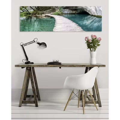 Tableau toile XXL en kit Mint Bridge 130 x 40 cm – Toile textile sans PVC