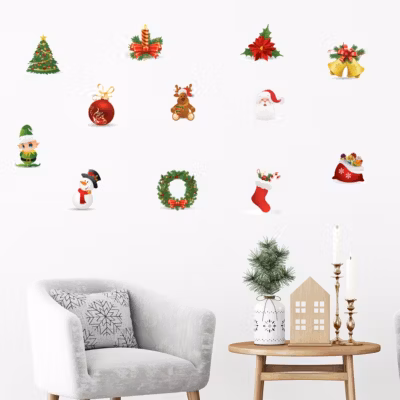 Sticker Noël décorations de Noël – Autocollants stickers adhésifs noël – décoration fêtes – 80x100cm
