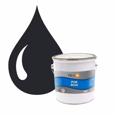 Peinture extérieure bois – Résistante aux intempéries POK BOIS – 2,5L – RAL 7021 – Gris Noir – Clic & Pok