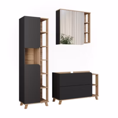 Vicco Meubles bain Sonoma/Anthracite 3 pièces
