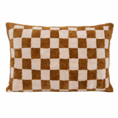 Coussin damier Itha jaune ocre 38x58cm – Atmosphera