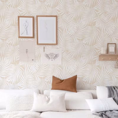 Papier peint adhésif feuille tropical sable en vinyle lavable et amovible – 1 rouleau 50×300 cm – Decochic