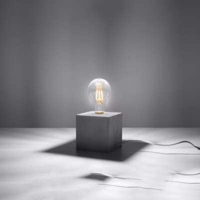 Lampe de bureau en béton 1 ampoule 3000K – 10x10x10cm Sollux