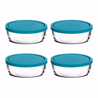 Lot de 4 boîtes de conservation avec couvercle hermétique frigoverre – Diamètre 23 x Hauteur 9.6 cm