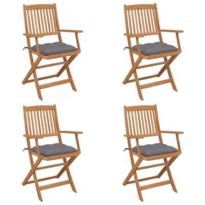 Chaises pliables de jardin lot de 4 avec coussins,Chaise d&rsquo;extérieur,Chaise de terrasse Bois d&rsquo;acacia 194266