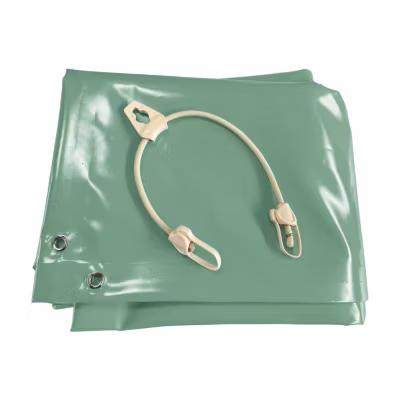 Bâche hivernage piscine 4,3 x 2,3 m – Dimensions bâche : 5 x 3 m – Toile PVC 580 g/m² Vert amande – Couverture hiver